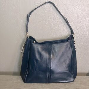NEW Navy Leather shoulder bag/purse with crossbody handle, Style name: Itati